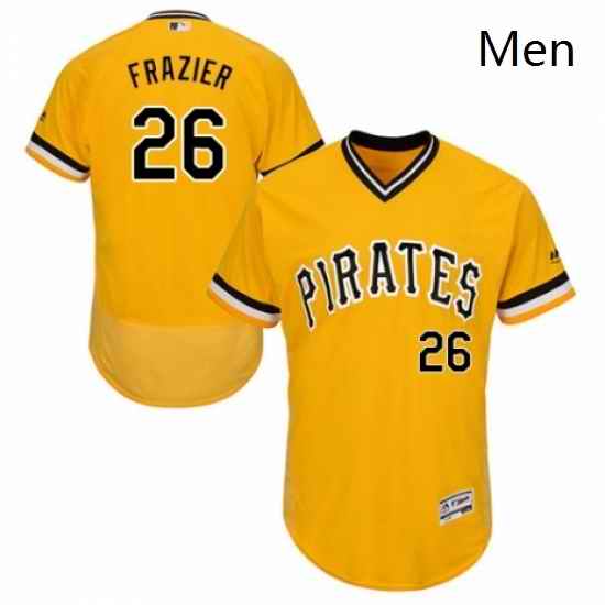 Mens Majestic Pittsburgh Pirates 26 Adam Frazier Gold Alternate Flex Base Authentic Collection MLB Jersey